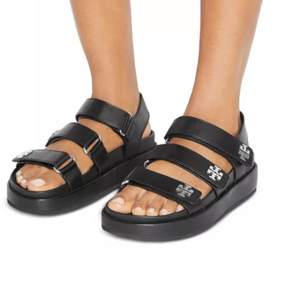 Tory Burch Shoes - NWT Tory Burch Kira Triple Strap Black And Silver Sandals SOLD OUT EVERYWHERE